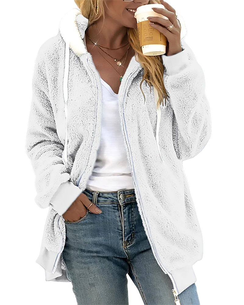 Women's fleece zip-up hoodie for cozy comfort