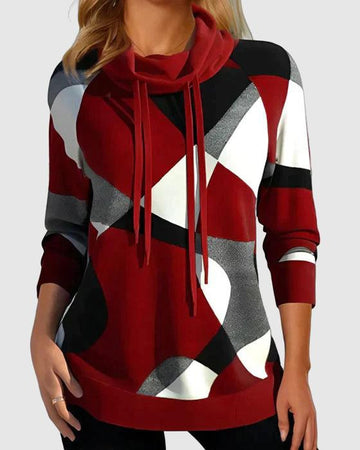 Tamara - Hooded top met hoge kraag en contrasterende