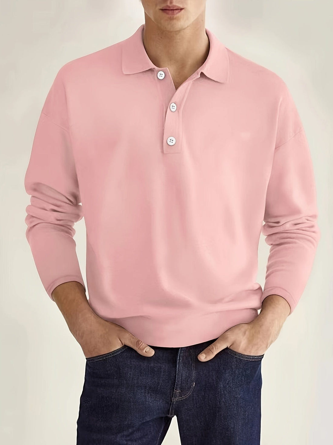 Men's casual long-sleeve polo shirt