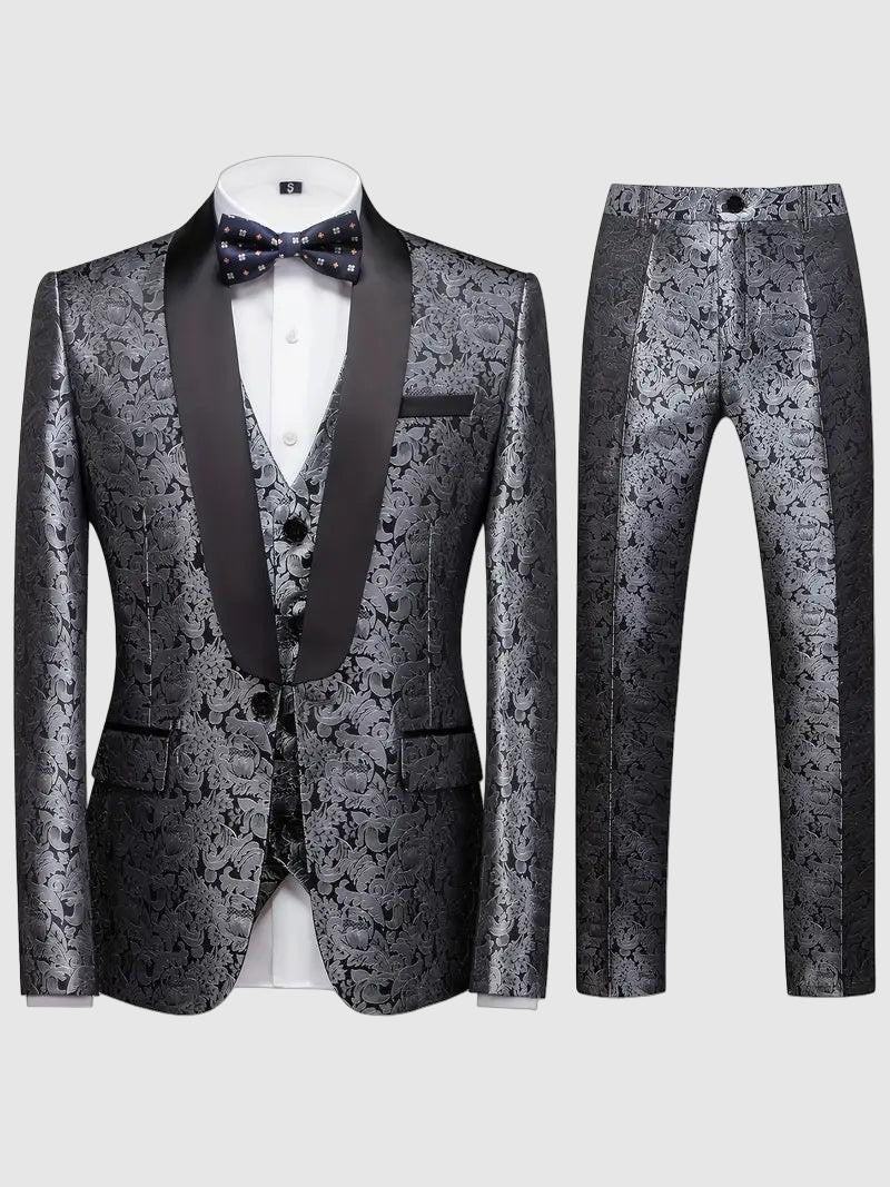 Men's Floral Brocade Tuxedo Suit Set