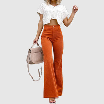 Courtney - Curve-Fit Bellbottoms - High-Waisted Flare Pants, Retro Chic Style