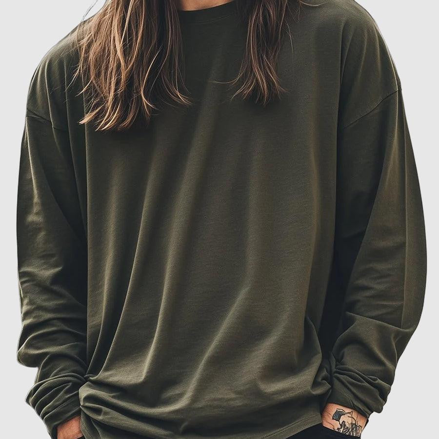 Men's relaxed fit navy long sleeve basic tee