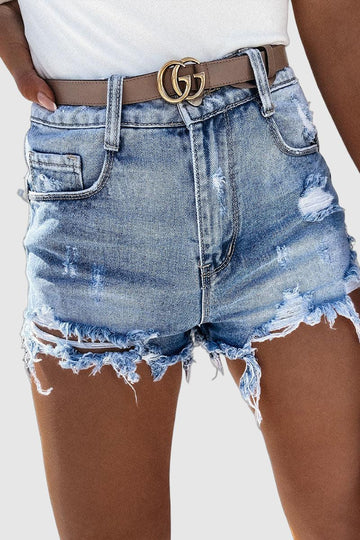 Victoria - ripped high waist denim shorts