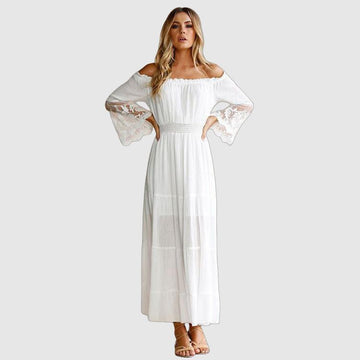 Ofelia - white boho lace beach maxi long dress