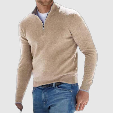 Men's casual long sleeve polo shirt with zipper design