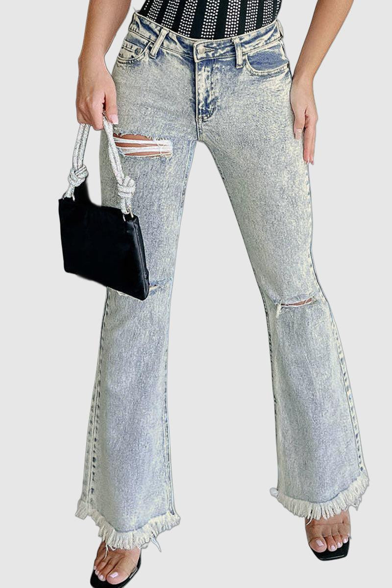 Lila - street tassel ripped denim jeans