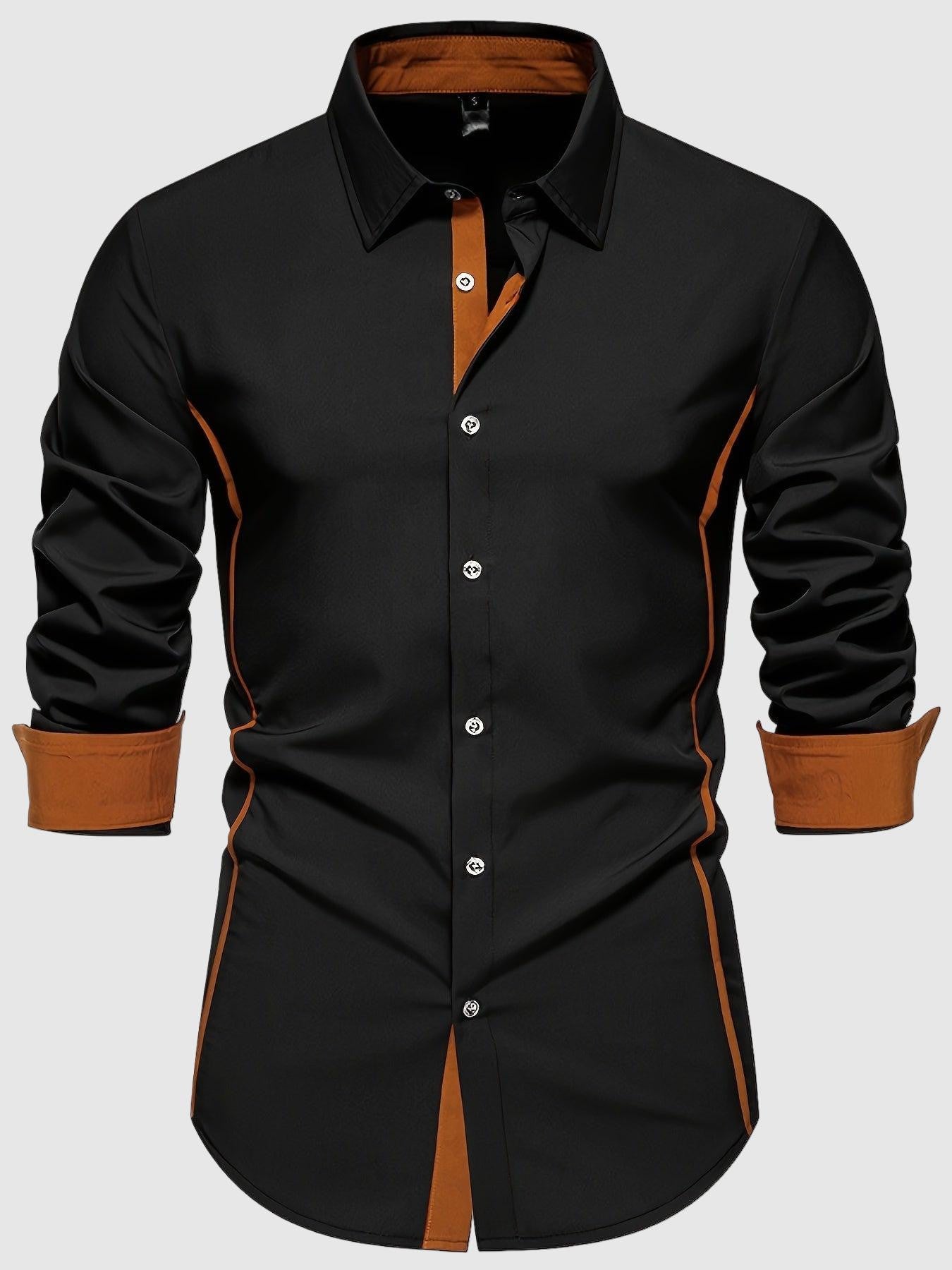 Color block button up shirt for men