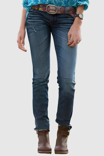 Noelle - casual vintage mid waist regular denim jeans