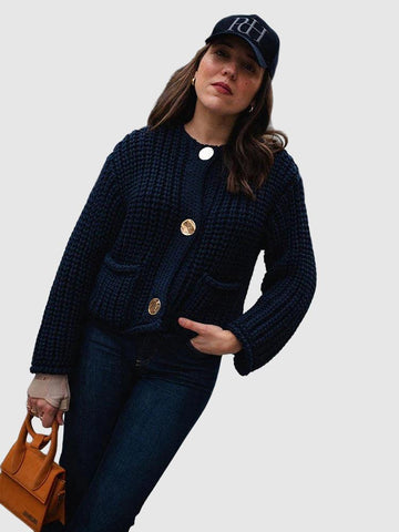 Women's chunky knit cardigan with large buttons