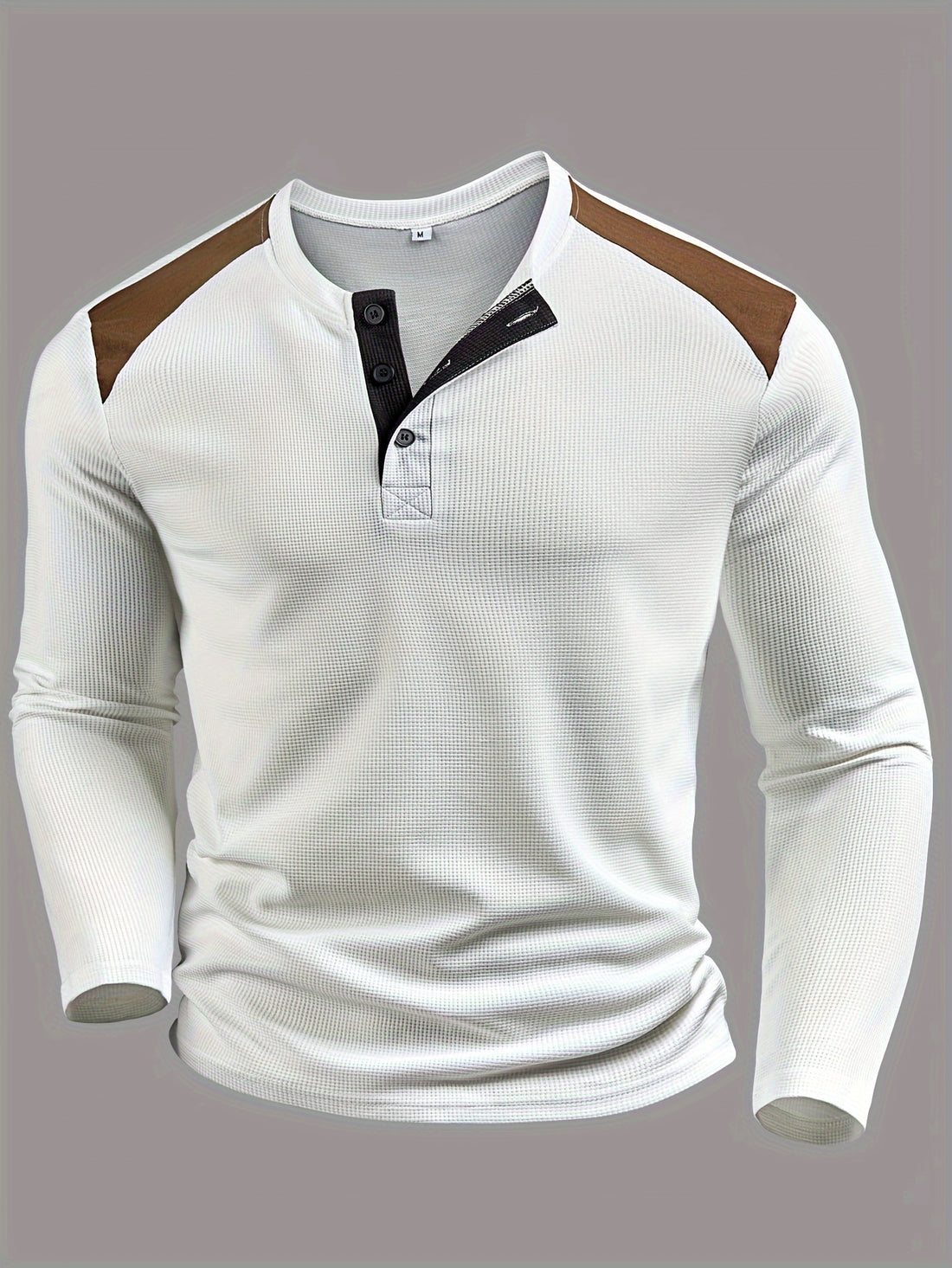 Autumn and winter waffle knit henley shirt for men