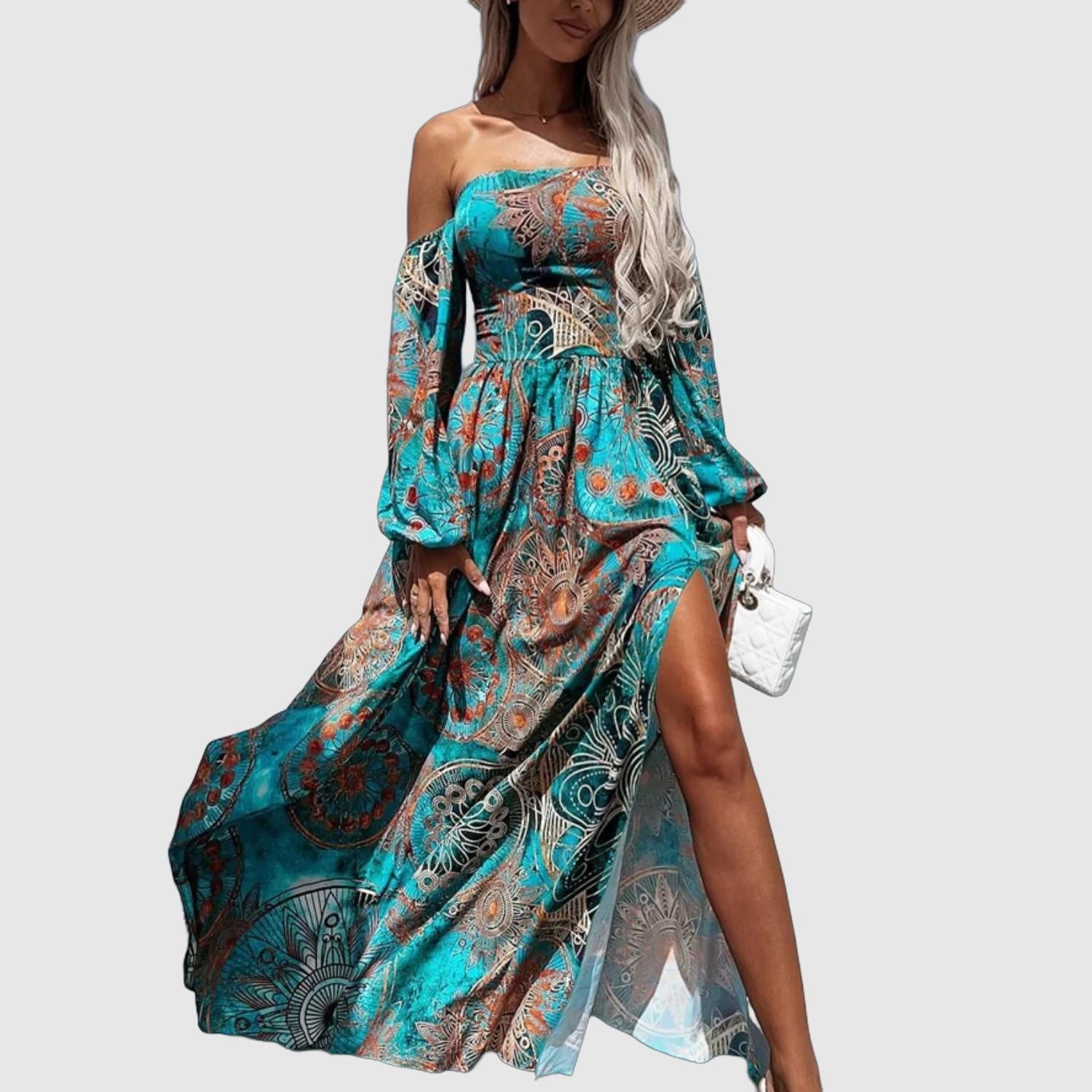 Janica - Boho Maxi Dress with Slit