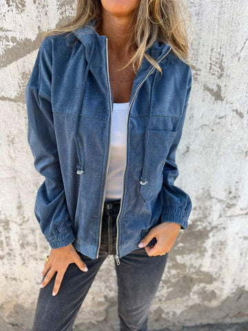 Women's casual corduroy zip-up jacket