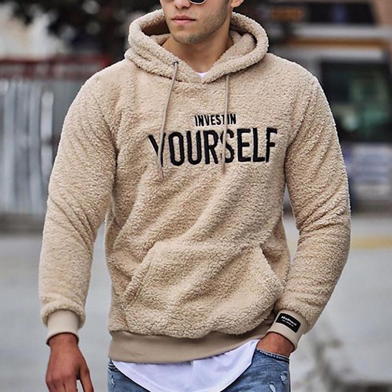 Men's hooded sweatshirt with embroidered letters