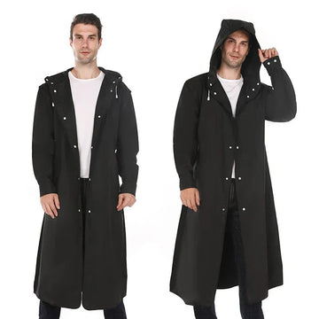 Men's long hooded waterproof raincoat