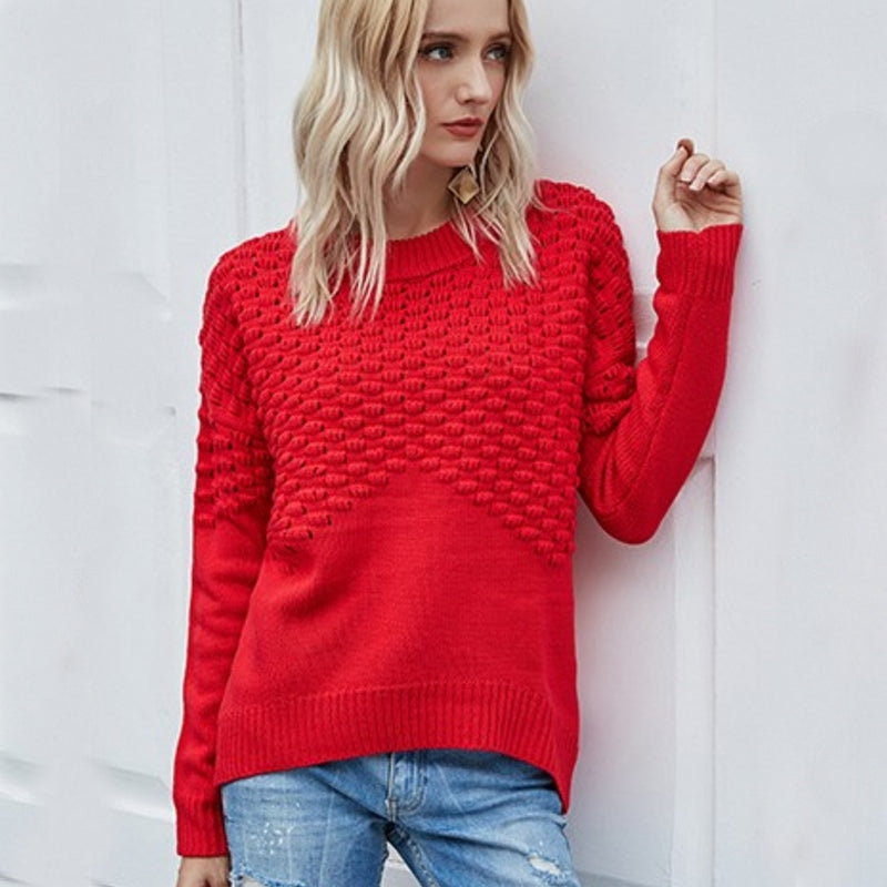 Women's textured knit pullover sweater