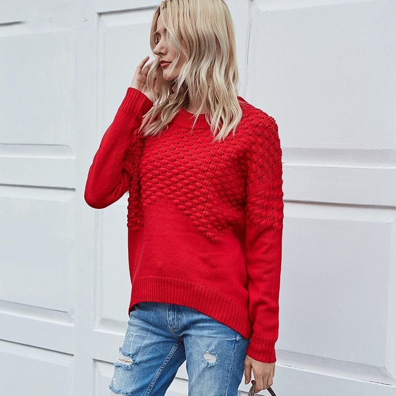 Women's textured knit pullover sweater