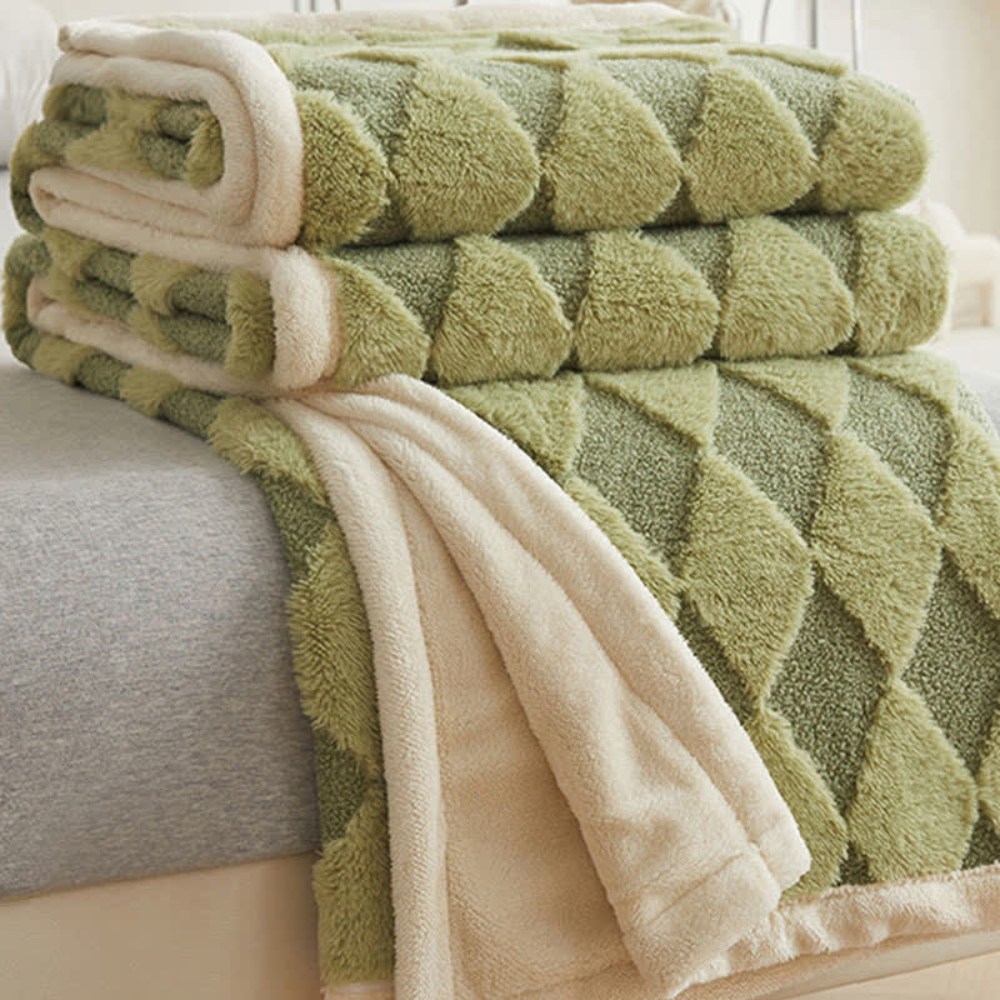 Plush Tufted Diamond-Pattern Throw Blanket