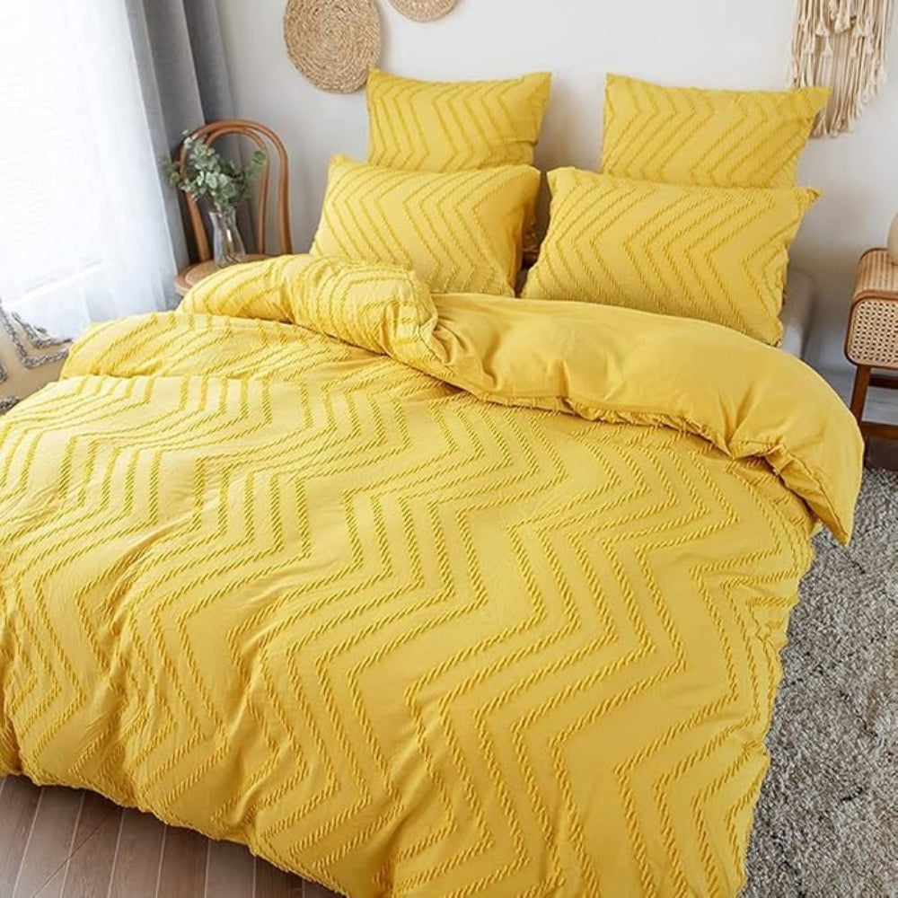 Plush Tufted Chevron Duvet Cover