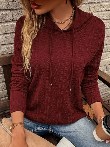 Women's cable-knit pullover hoodie