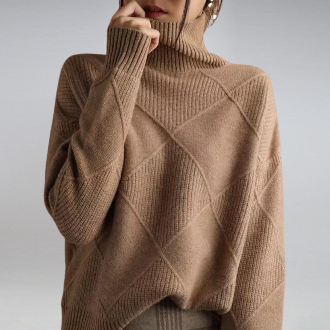 Women's turtleneck long sleeve sweater