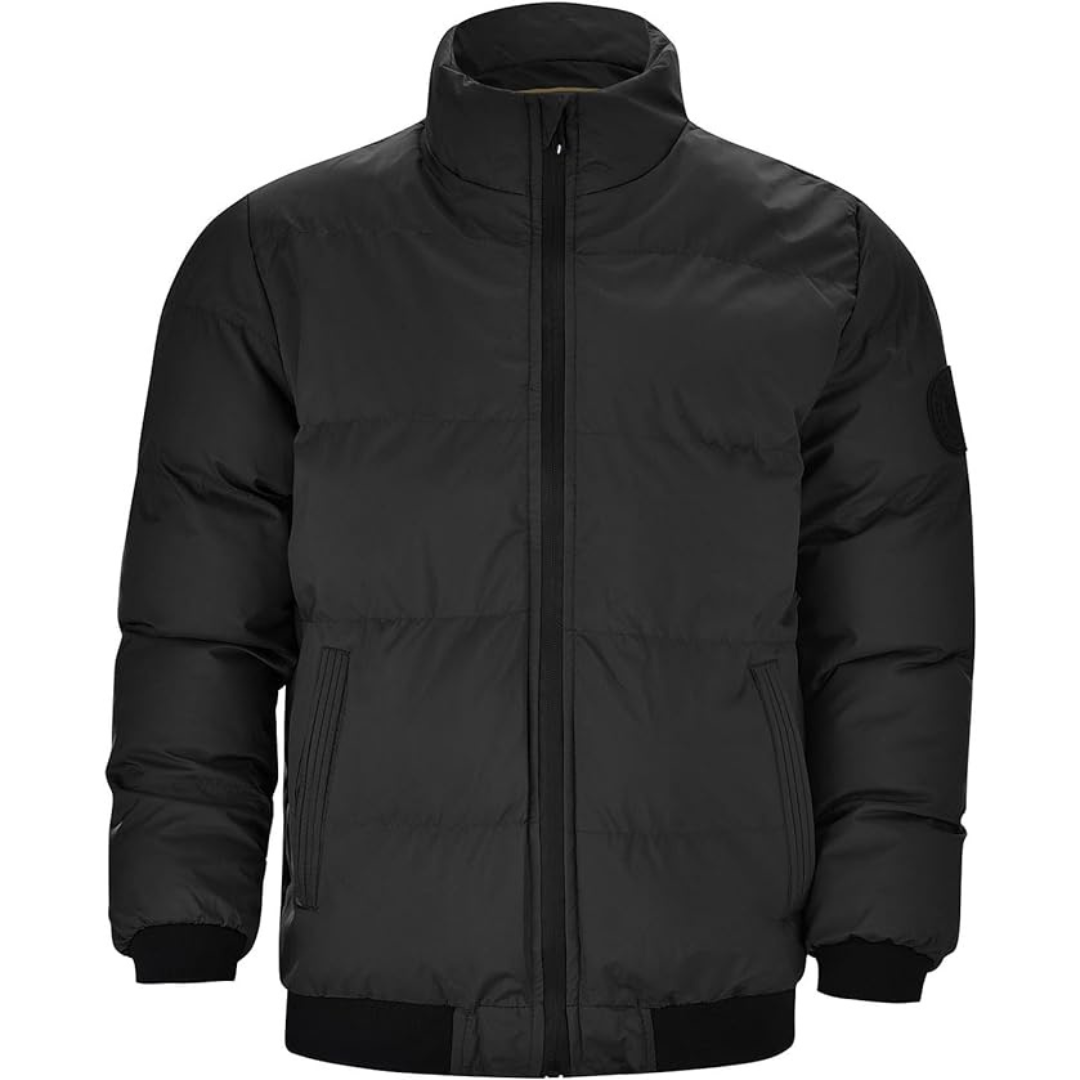 Men's lightweight puffer jacket with stand-up collar