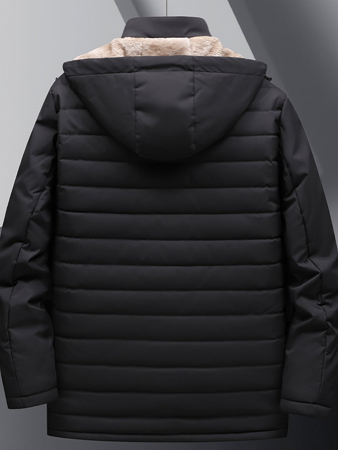 Men's fleece-lined puffer jacket for winter warmth