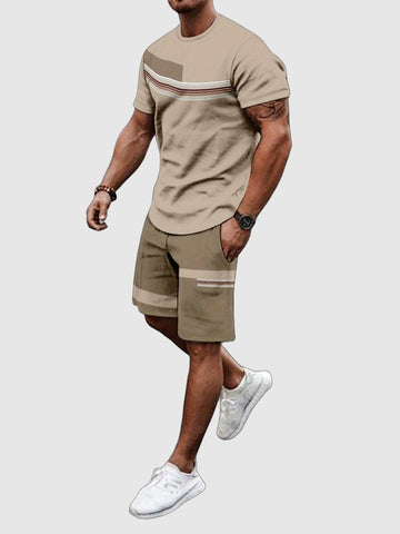 3D printed t-shirt and shorts set for men