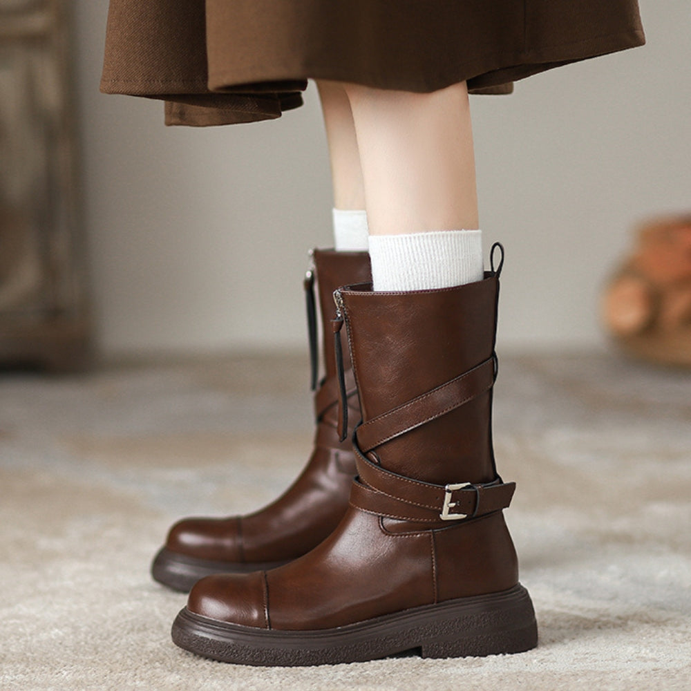 Fallon | Platform Boot with Buckle Accents