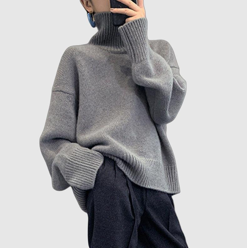 Autumn-winter women's loose style knitted turtleneck sweater