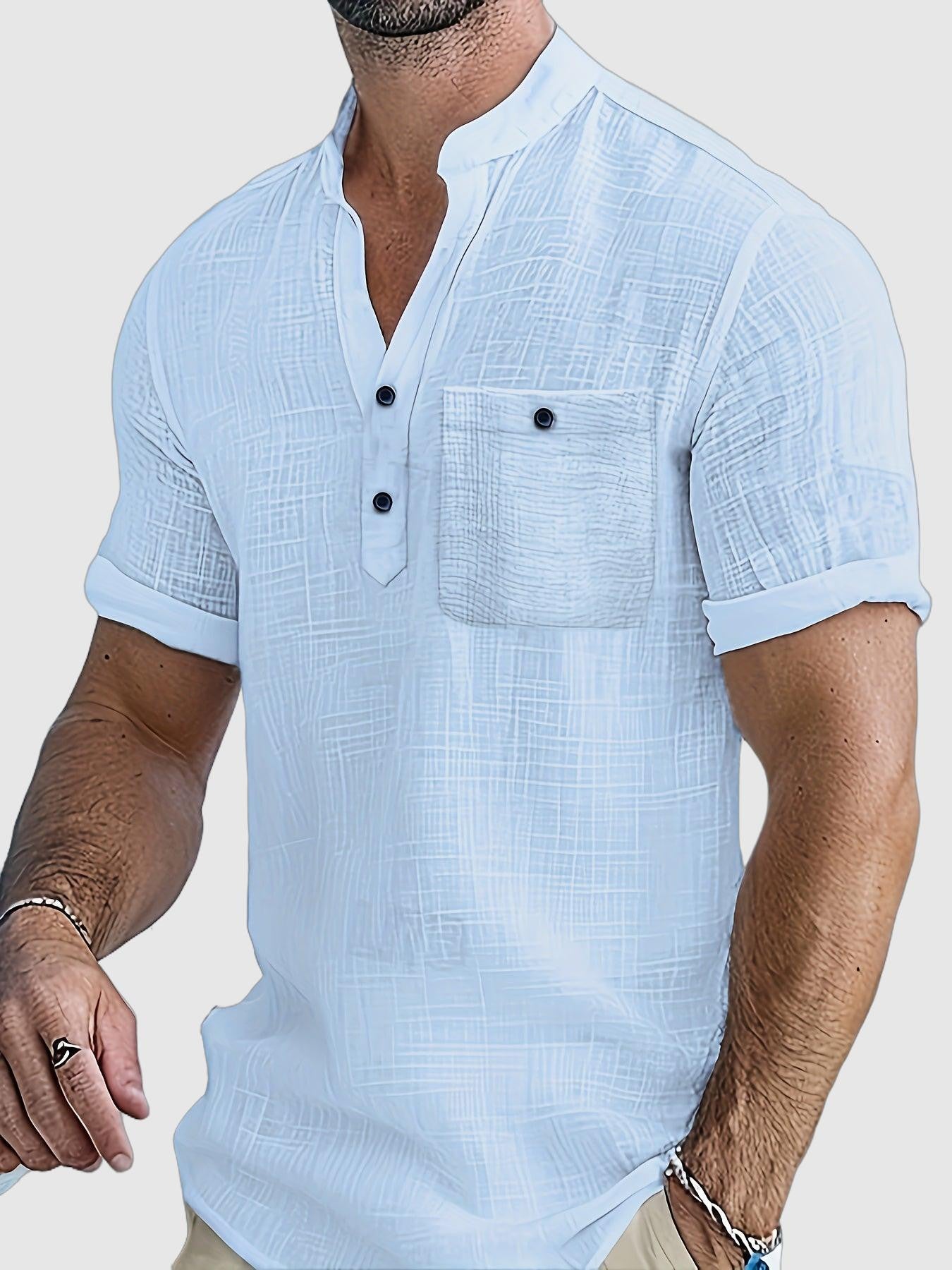 Breathable V neck shirt men casual