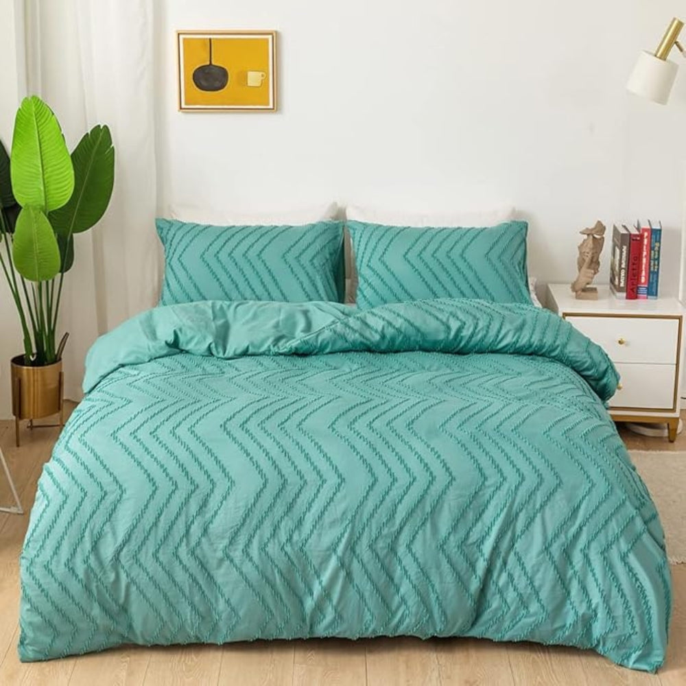 Plush Tufted Chevron Duvet Cover