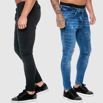 Men's skinny ripped hip hop casual jeans