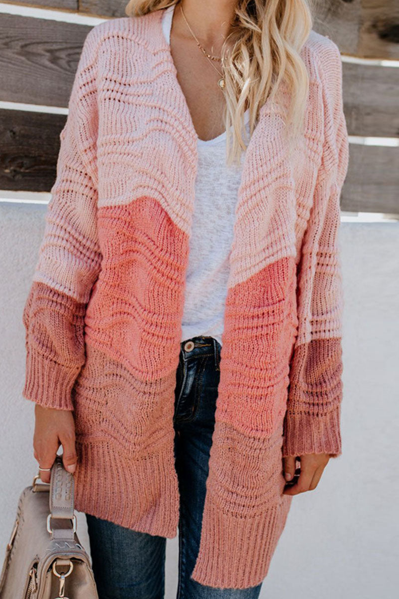 Zinnia - color block textured open front cardigan