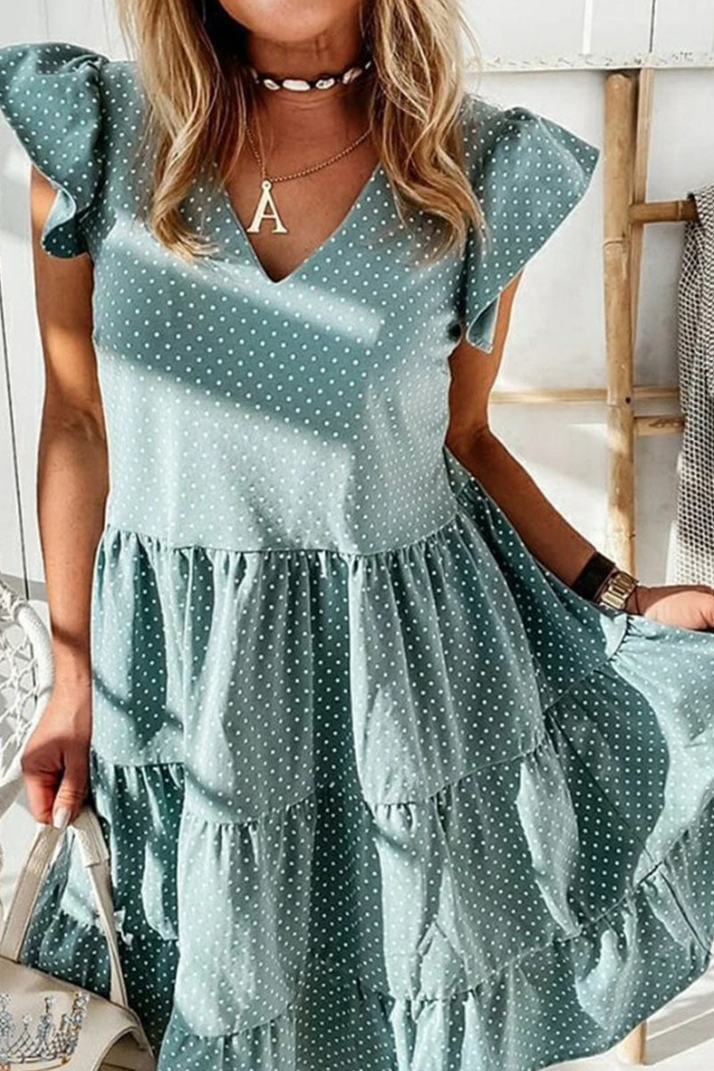 Soleil - dot print v-neck princess dress