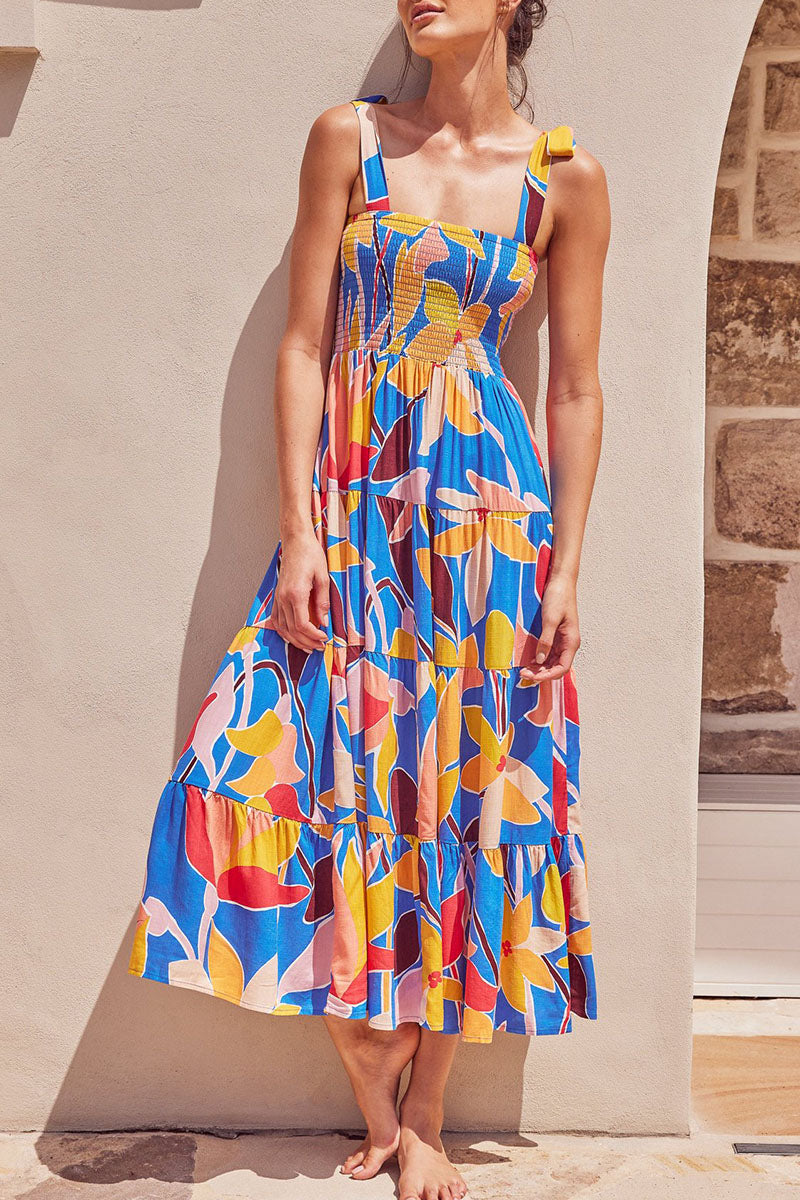 Bianca - Bohemian Spaghetti Strap Print Dress