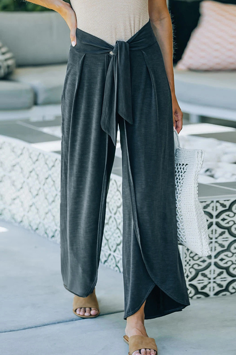 Naomi - casual make old tie waist loose wide leg pants