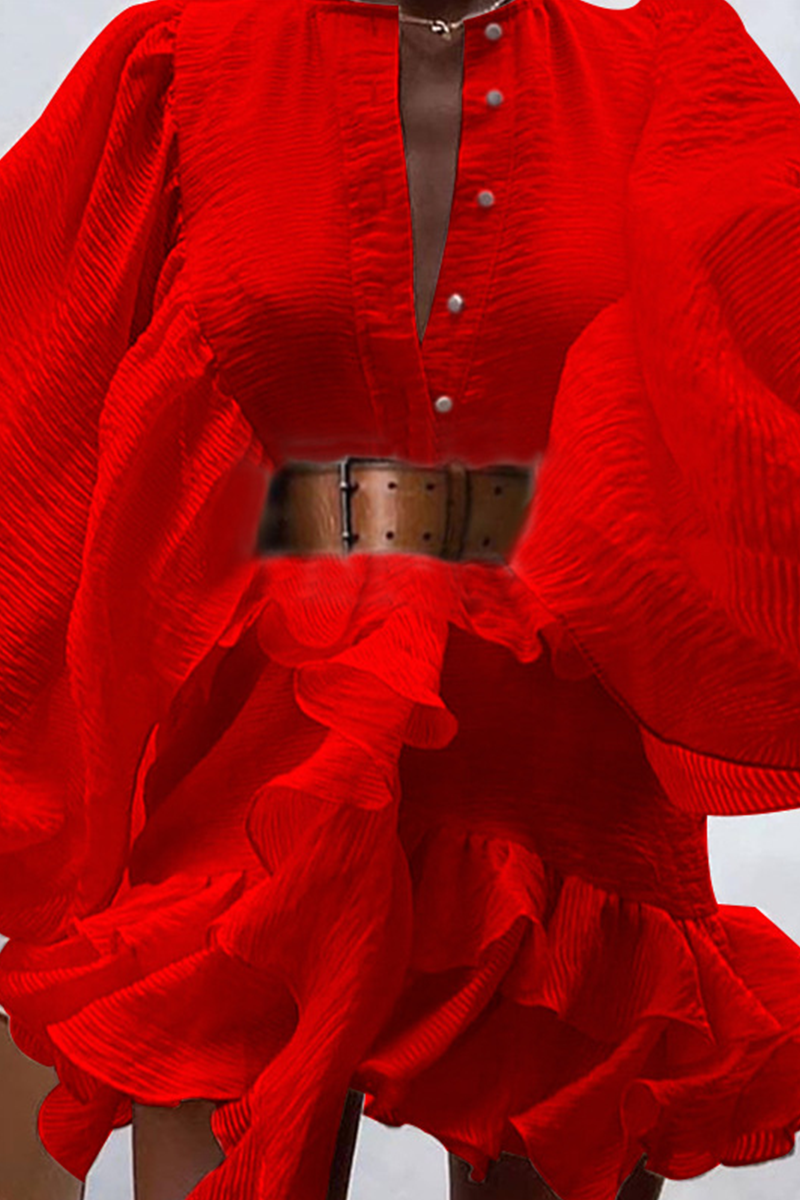 Ruby - glamorous flounce belted dress