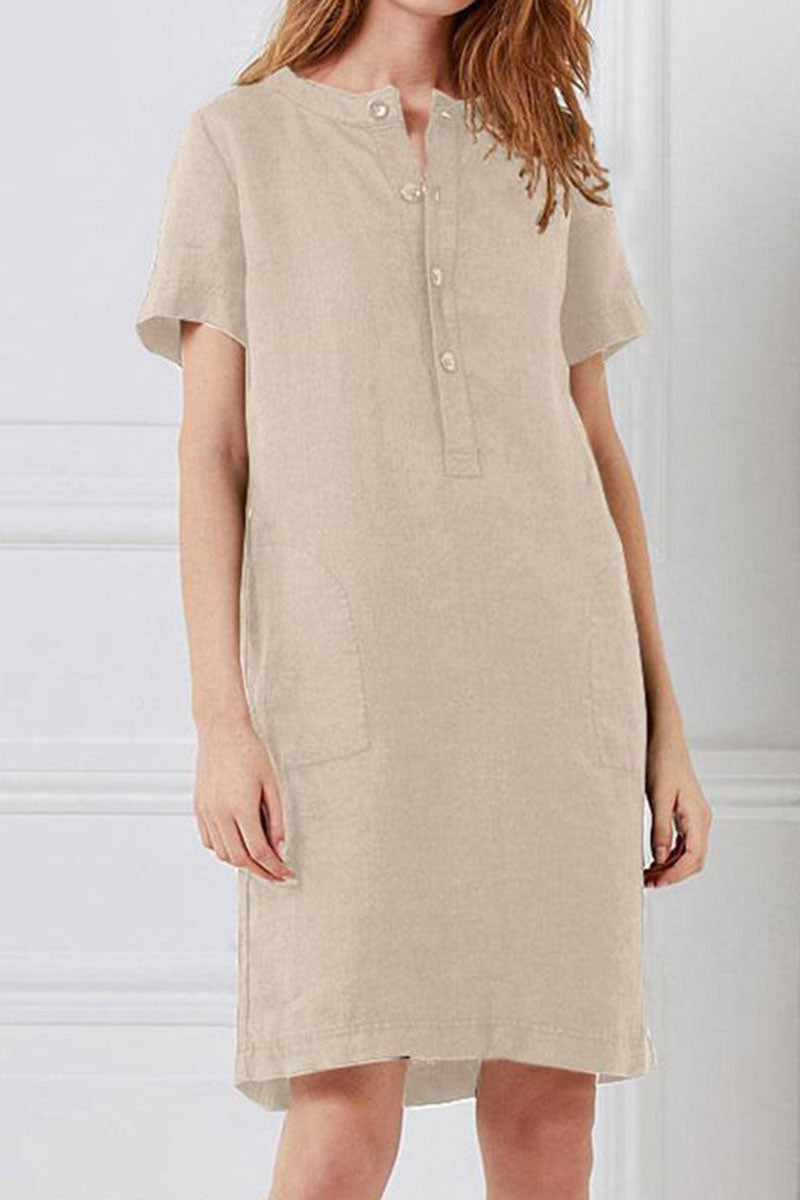 Yara - Casual Short Sleeve Loose Fit Dress