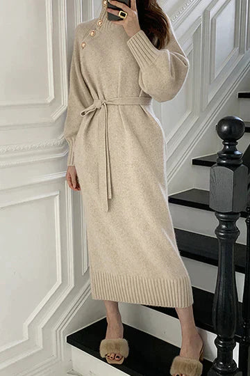 Women's loose fit turtleneck knit dress