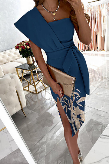 Lune - One Shoulder Pencil Skirt Dress