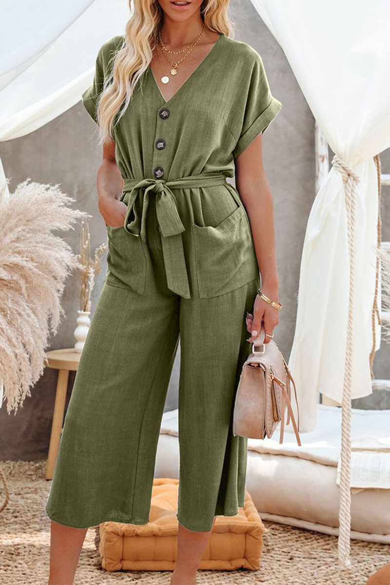 Lowri - v-neck straight jumpsuit