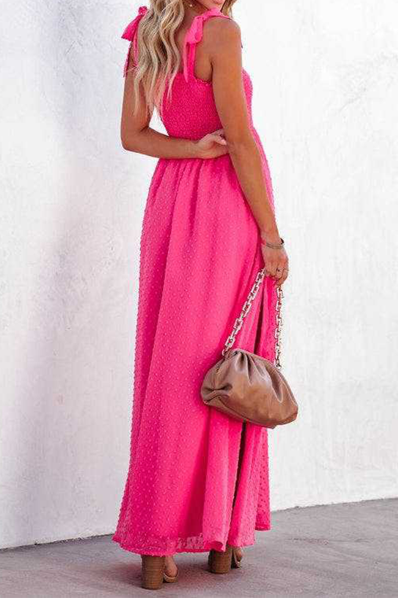 Alondra - dot tie shoulder sleeveless split hem Maxi dress