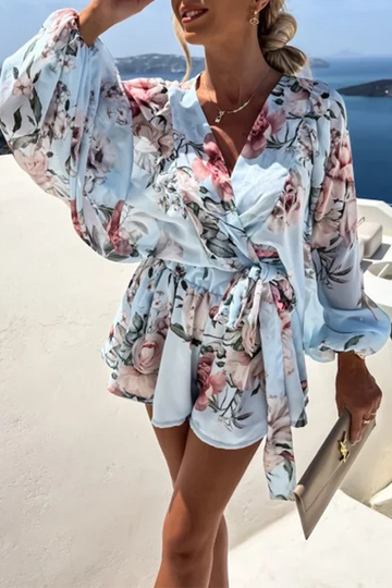 Ruby - boho printed v-neck long sleeve with short sets