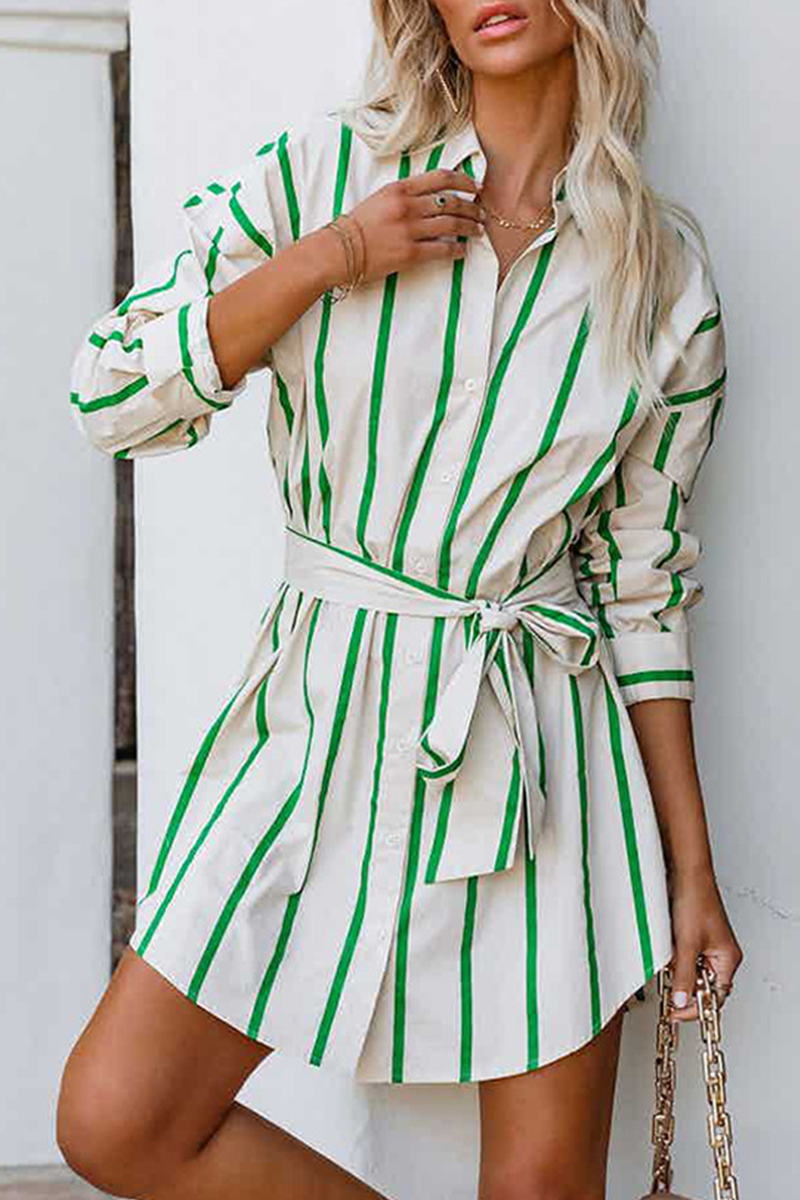 Taryn - long-sleeve striped shirt mini dress