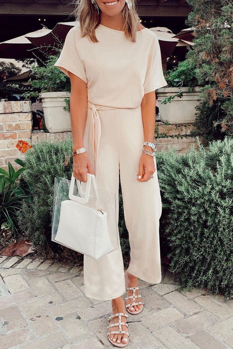 Carmel - elegant short sleeved hollowed waist jumpsuit