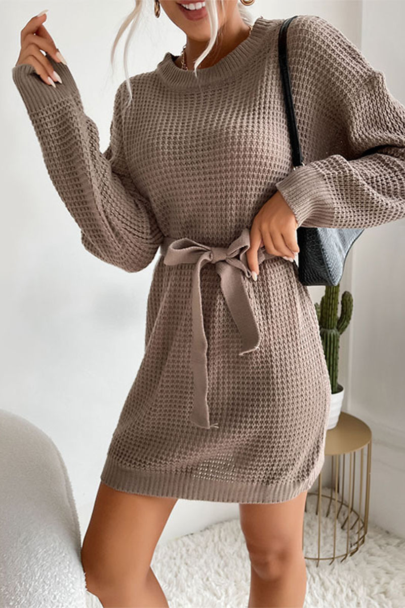 Adia - tie-up sweater long-sleeve mini dress
