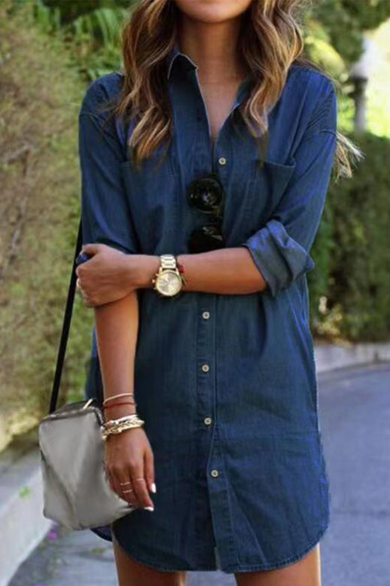 Stella - trendy buttoned denim shirt dress