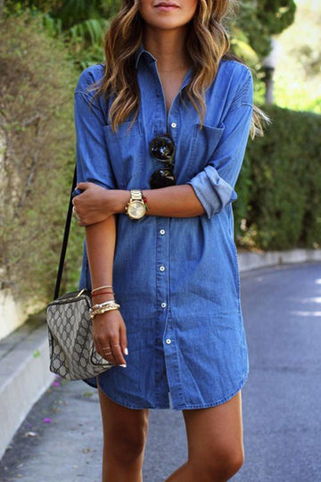 Stella - trendy buttoned denim shirt dress