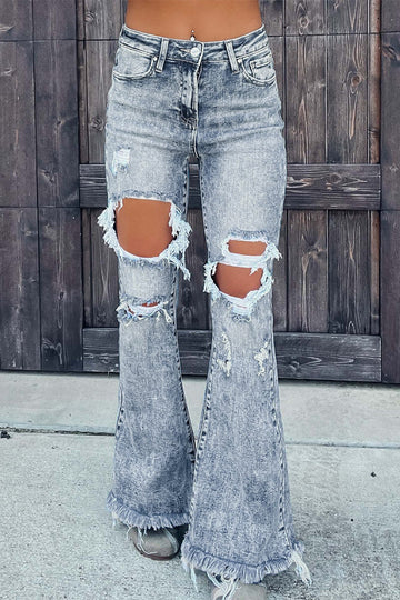 Talia - street ripped mid flare denim jeans