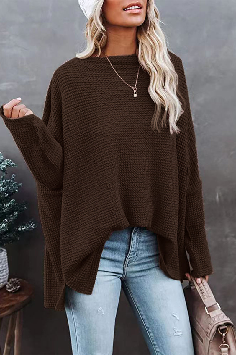 Juliette - casual off-shoulder waffle knitted oversized top